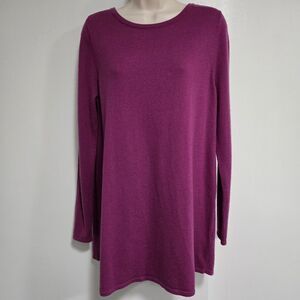 Soft Surroundings Sz M Raspberry Pink Soft Wool Blend‎ Tunic Reserva Sweater NEW